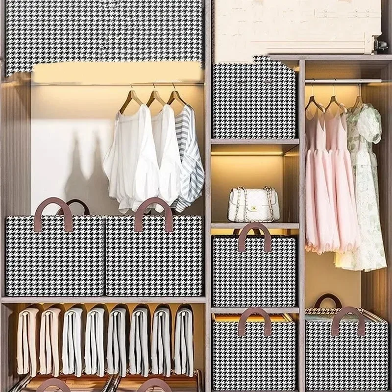Fabric Storage Bins with Metal Frame Large Clothes and Pants Storage Baskets for Closet Organizing Rectangle Household Handing 3
