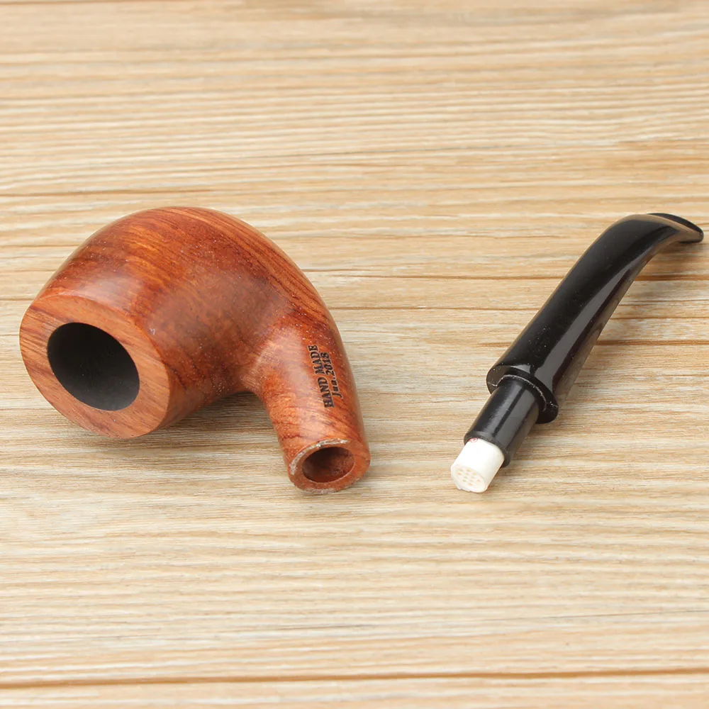 Ambila Smoking Pipe ,  African Rosewood Tobacco Pipe ,  9MM Filter Solid Wood Dry Pipe Smoking Craft ,  Pipe with Cleaning Kit 6