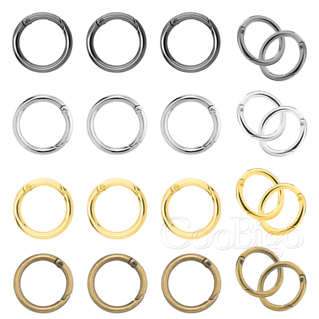 20 Pack Round Carabiner O-Rings - Silver O-Spring Loaded Gate Clips - Hook  Key-Ring Buckles (Silver)