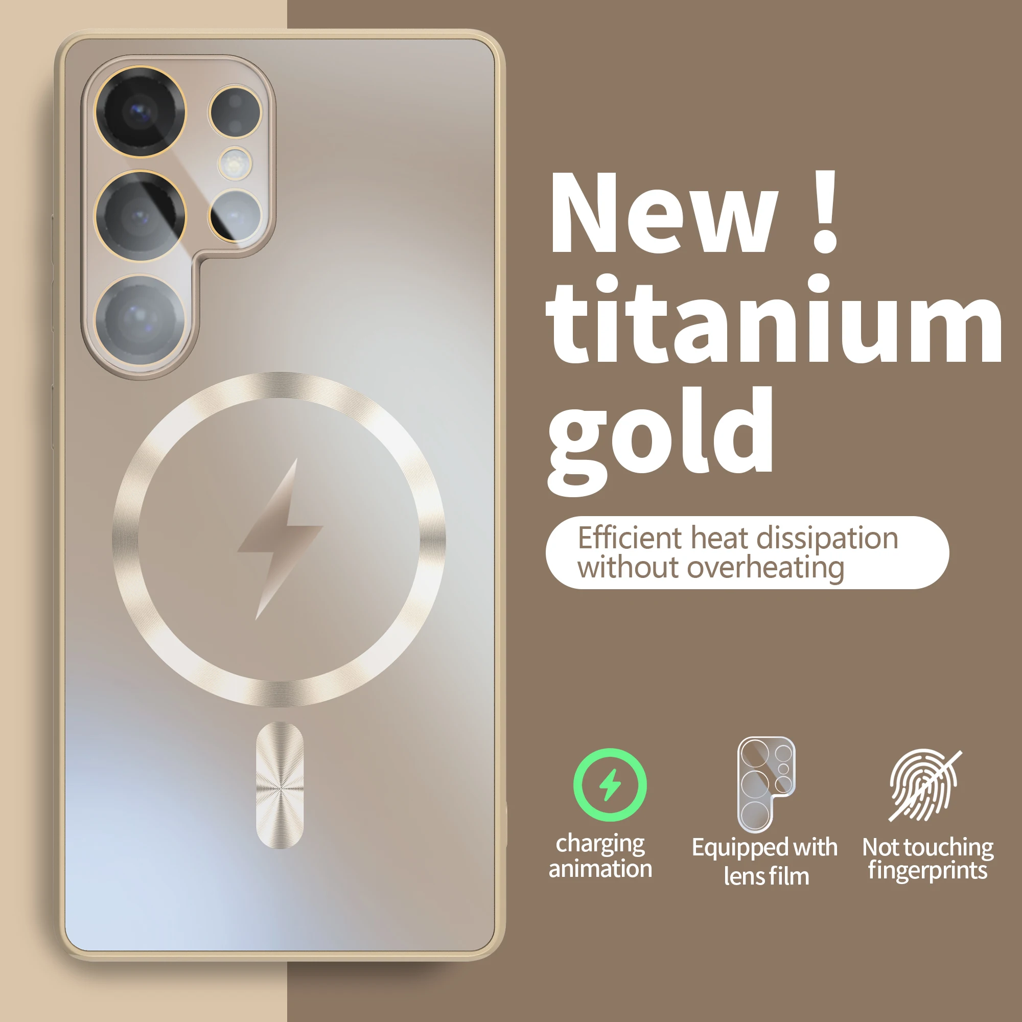 Matte Wireless Charging Case with Glass Lens Protection and Anti-Fall Cover