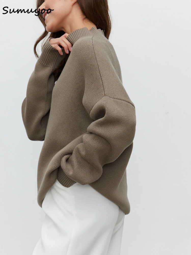 Sumuyoo Women Turtleneck Sweater CHIC Autumn Winter Thick Warm Pullover Top Oversized Casual Loose Knitted Jumper Female Pull