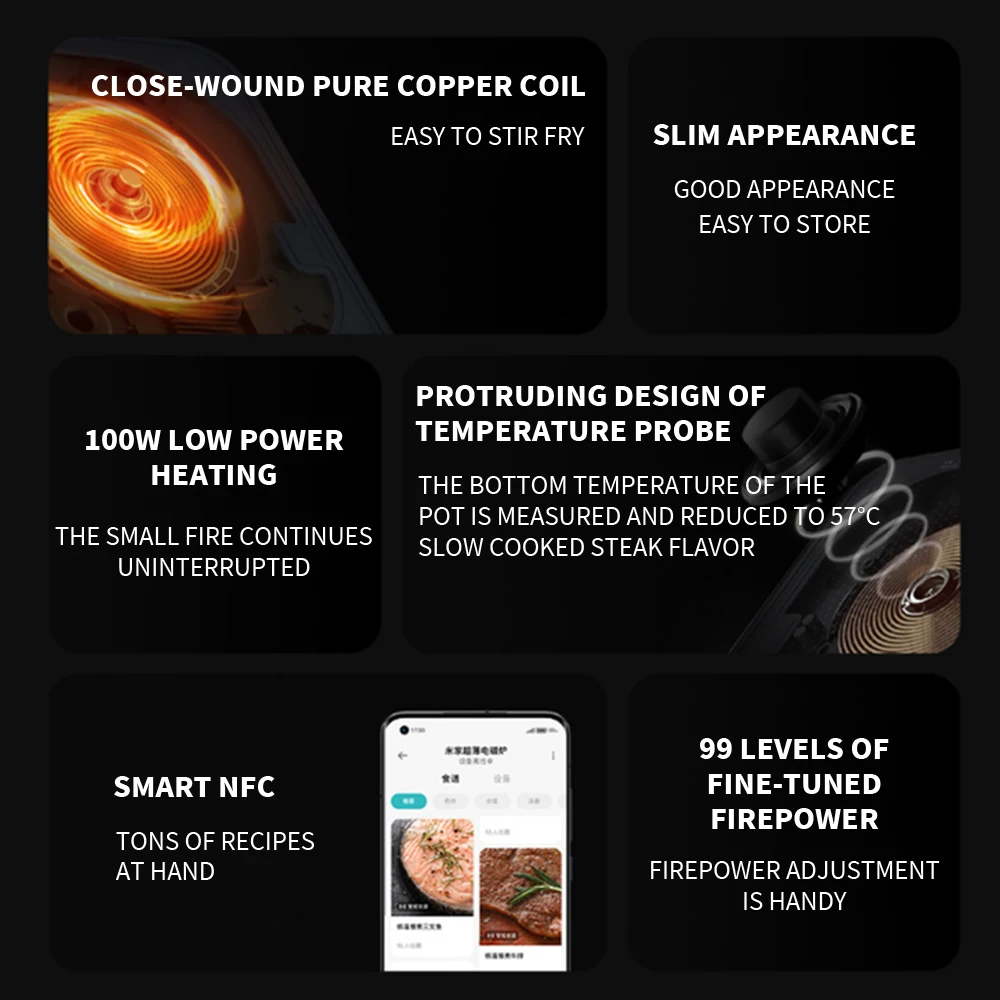 XIAOMI Mijia Ultra-thin Induction Cooker 2100W Smart Home Induction Cooker 23mm ultra-thin Connect to Mijia APP induction cooker