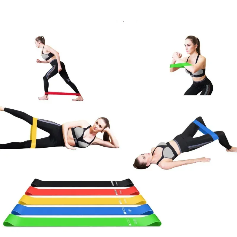Yoga Resistance Rubber Bands 5 Colors Indoor Outdoor Fitness Equipment Pilates Sport Training Workout Elastic Bands 0.35mm-1.1mm
