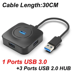 High - Speed 4 - Port USB Hub with Flexible Cable Lengths for Efficient Data Transfer (Length 30CM)