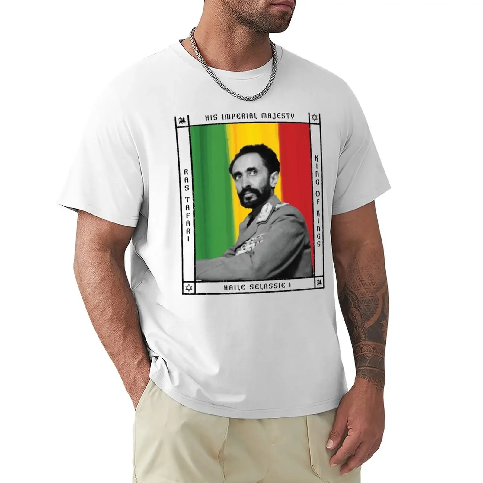 

His Imperial Majesty Haile Selassie I King of kings T-Shirt customizeds korean fashion T-shirts for men cotton