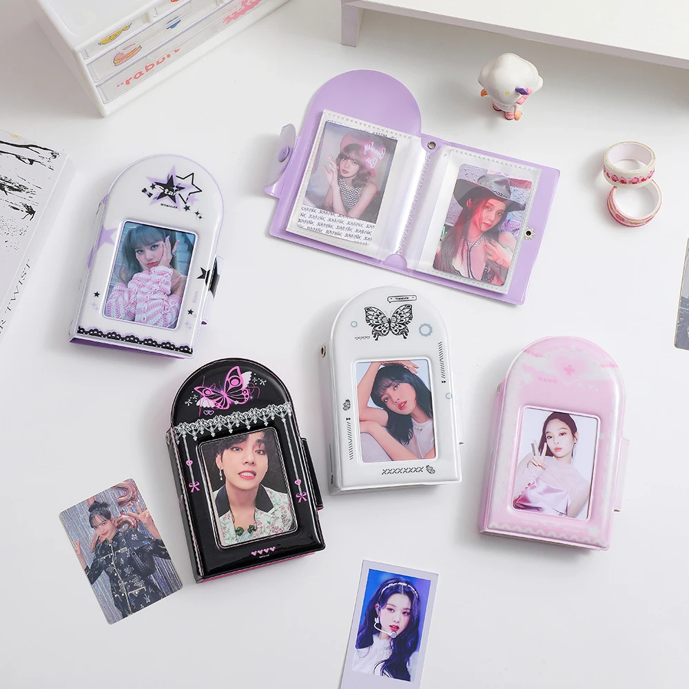 Y2K Vintage Butterfly 3 Inch Postcards Album Double Sided Polaroid Storage Card Bag Kpop Idol Card Collect Organizer