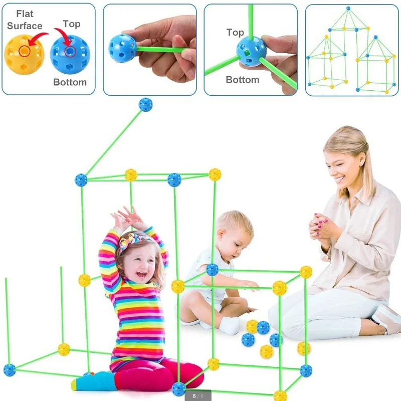 DIY tent Kids Construction Fort Toys Building Castles Tunnels Tents Kit 3D Play House Building Toys For XMAS Gift Building Block 5