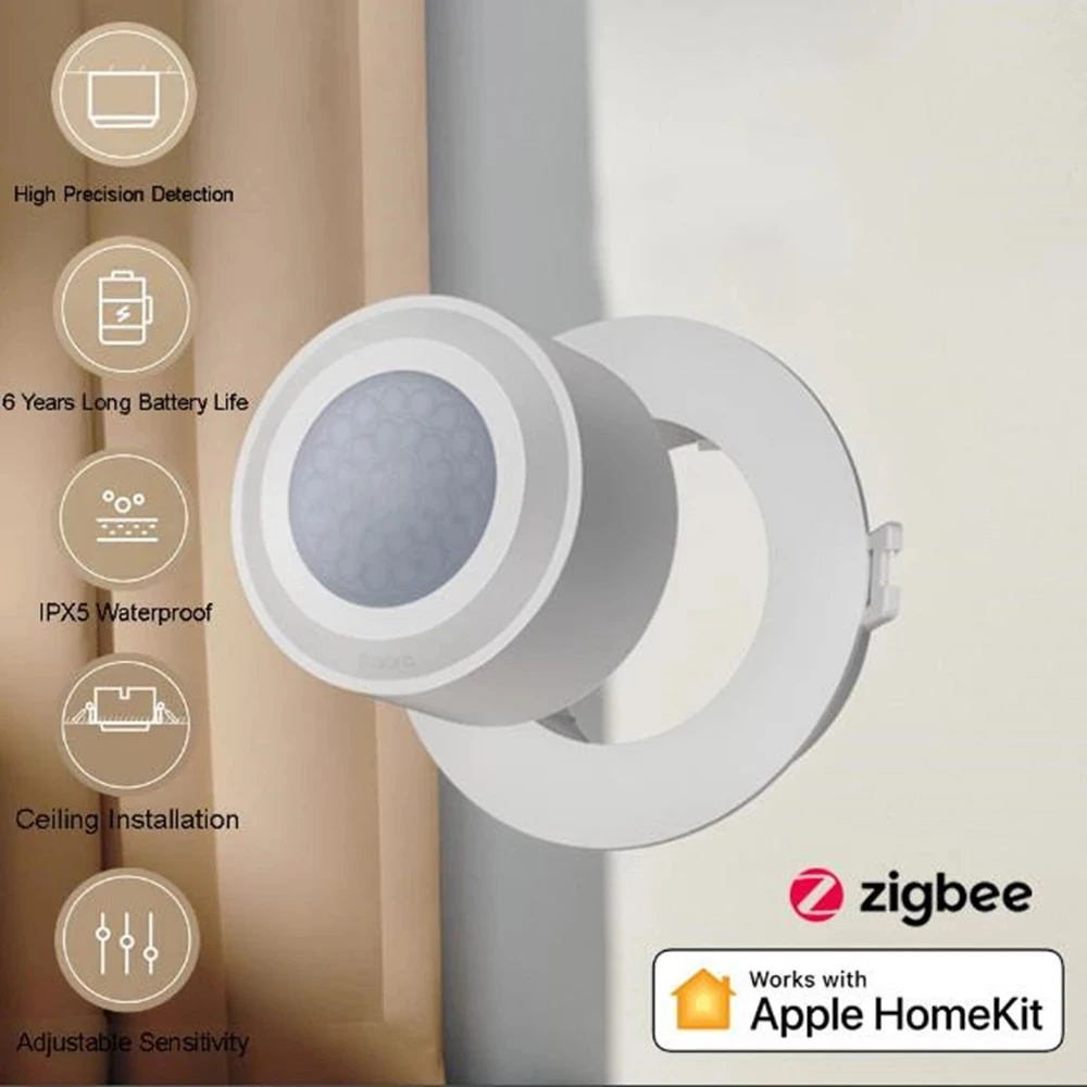 

New High Precision Human Body Sensor Motion Sensor Zigbee 3.0 Wireless Smart Movement IPX5 Waterproof Smart home For HomeKit
