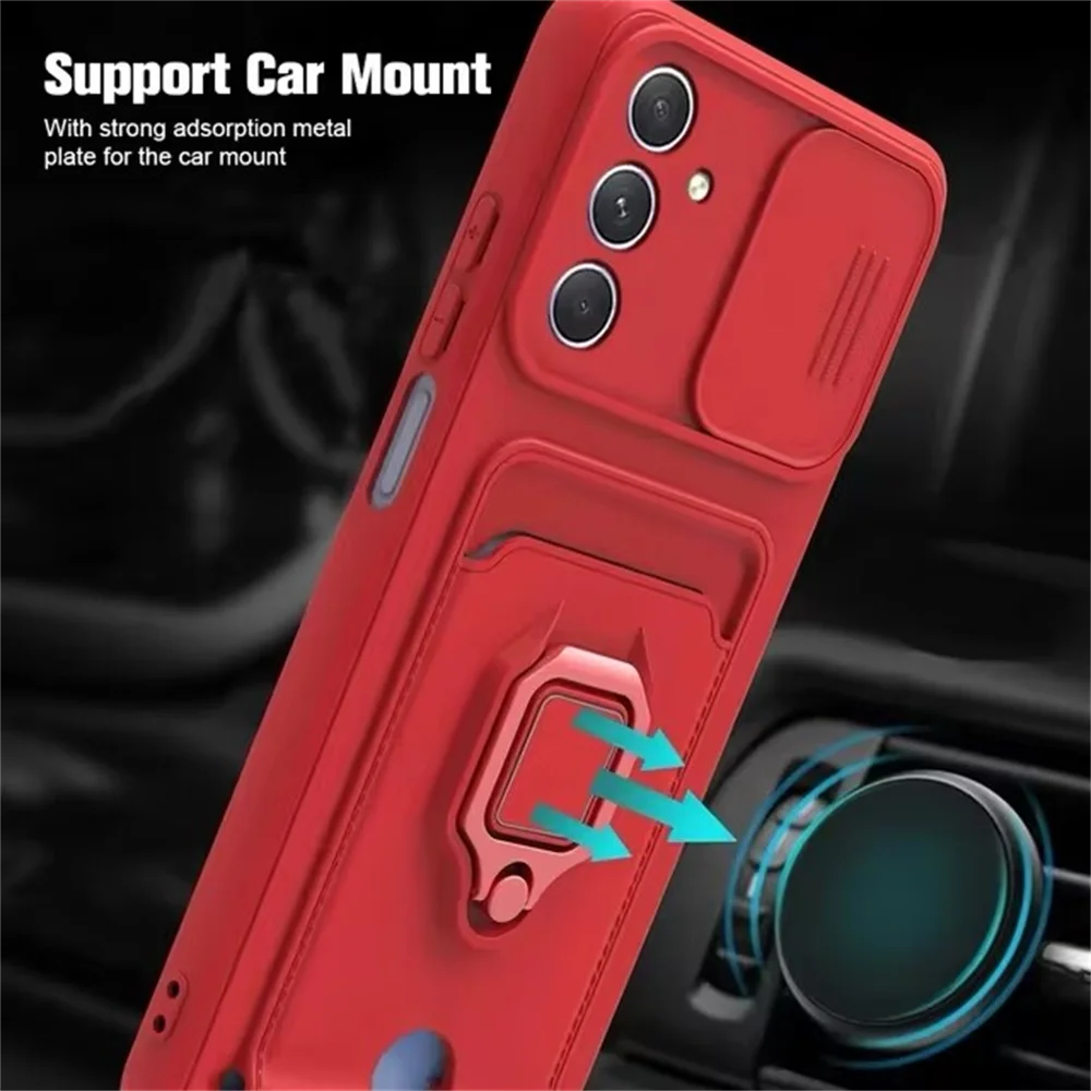 Luxury Camera Push Window Phone Case with Card Holder & Magnetic Stand Cover