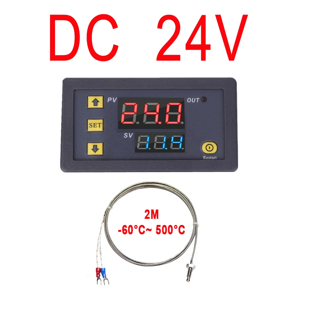 Digital Temperature Control LED Thermostat Regulator with Probe Line for Heat/Cooling Management