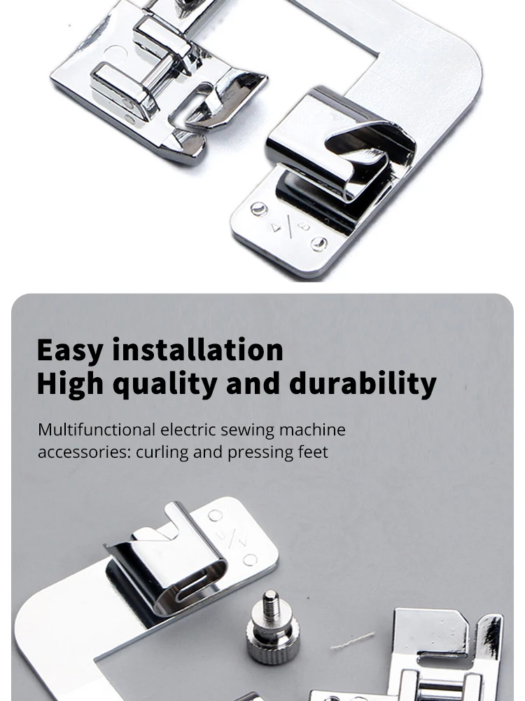 Komplet sæt med rullefødder i flere størrelser vist samlet