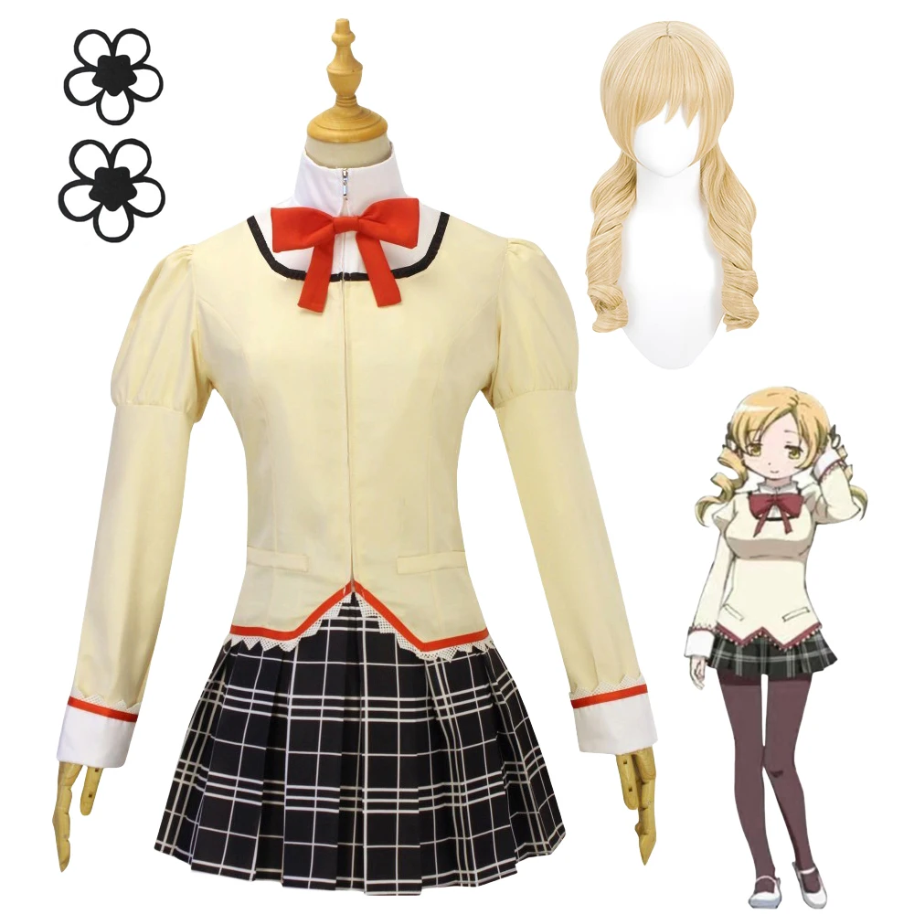 

Костюм для косплея Tomoe Mami из аниме «Puella Magi Madoka Magica Tomoe Mami», парик, школьная форма, костюмы на Хэллоуин для женщин и девочек