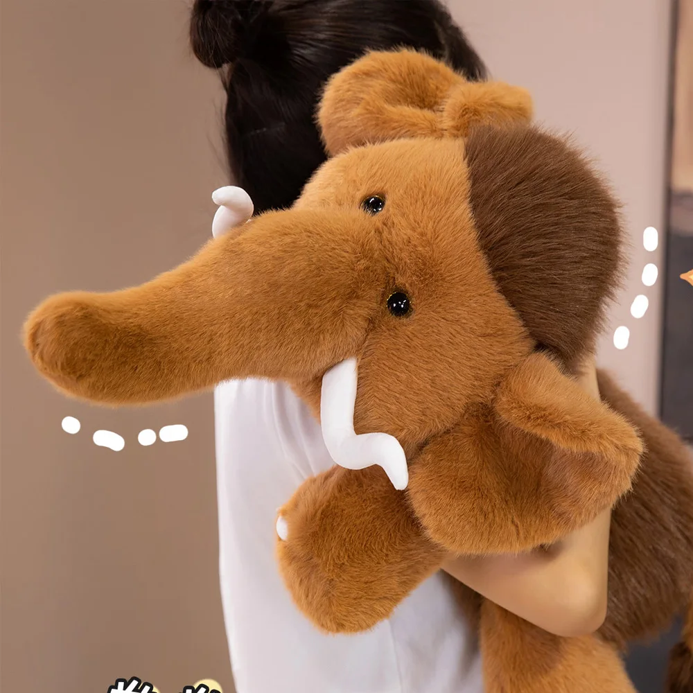 Wildlife Simulated Mammoth Plush Toy Stuffed Animal Mammut Dolls Fluffy Plushie Home Decor Gift for Christmas Birthday
