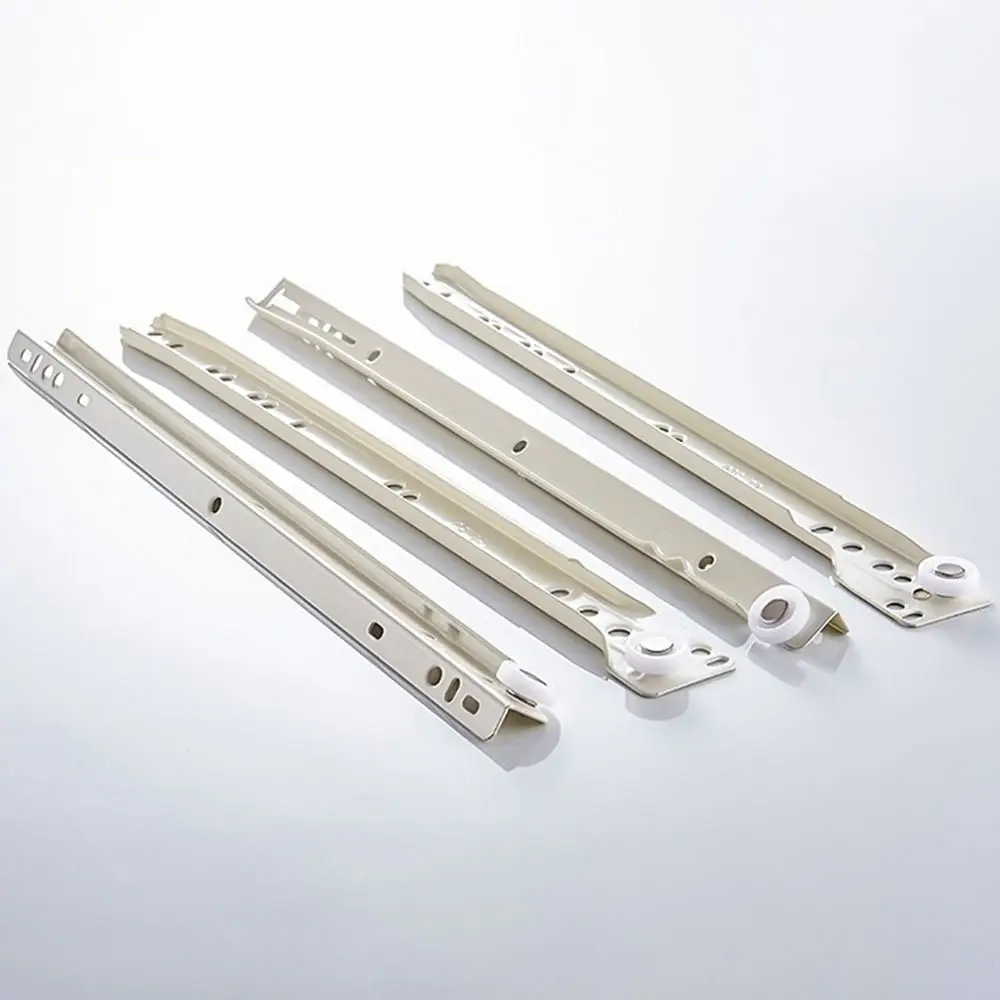1Pair Mute Two Section Drawer Track Slides Cabinet Rails Thickening Table Chute Clothing Cabinets Roller Pulley Furniture Slide