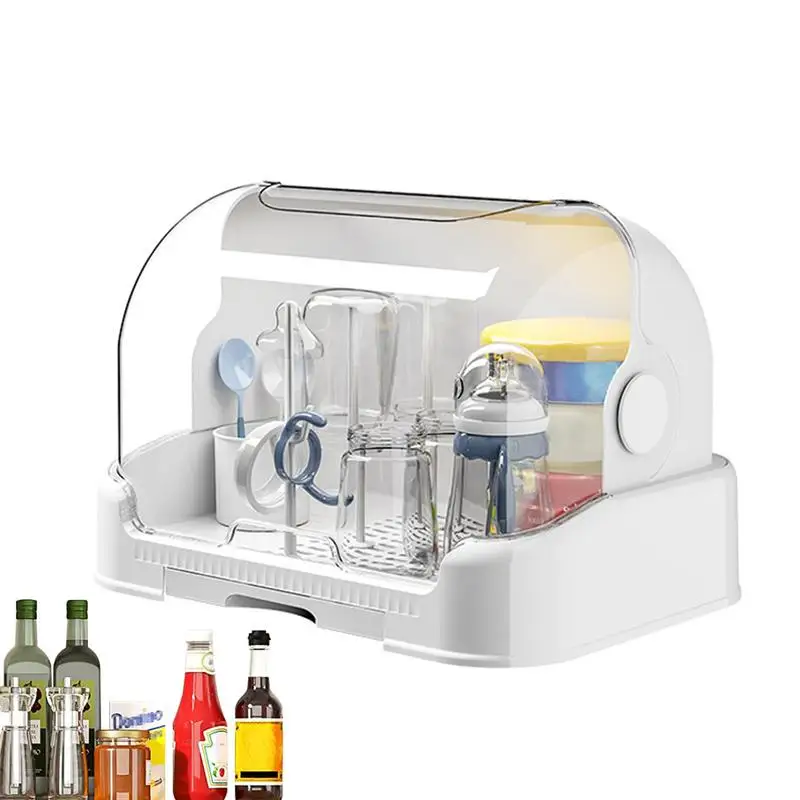 젖꼭지 젖병 건조대 커버 포함, 거치대 방진 청소 젖꼭지 및 액세서리 보관 건조 선반