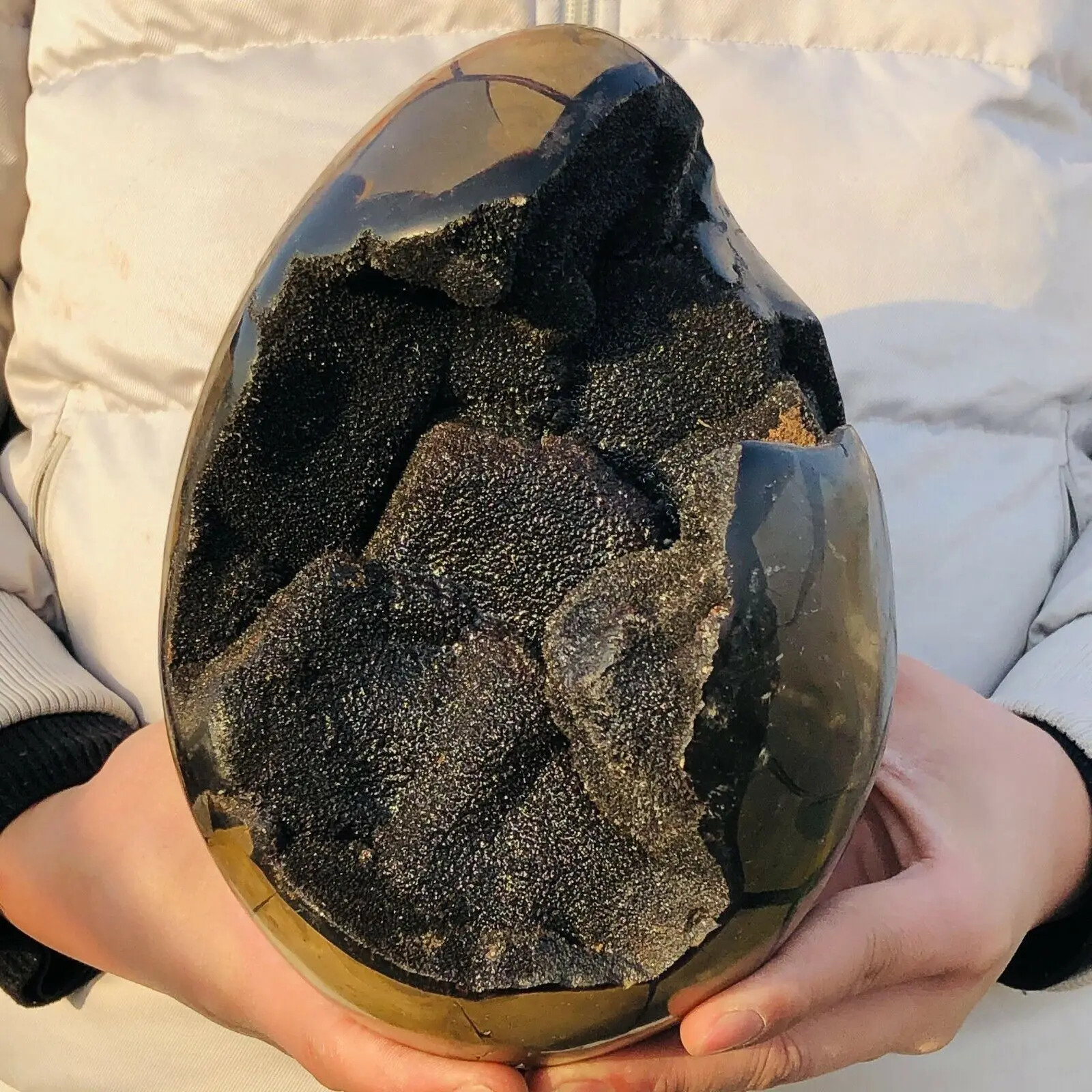 Natural Turtle Back Stone Egg Shape Dragon Crystal Crack Mineral SpecimenHome Office Hallway Decoration Healing Gift 2
