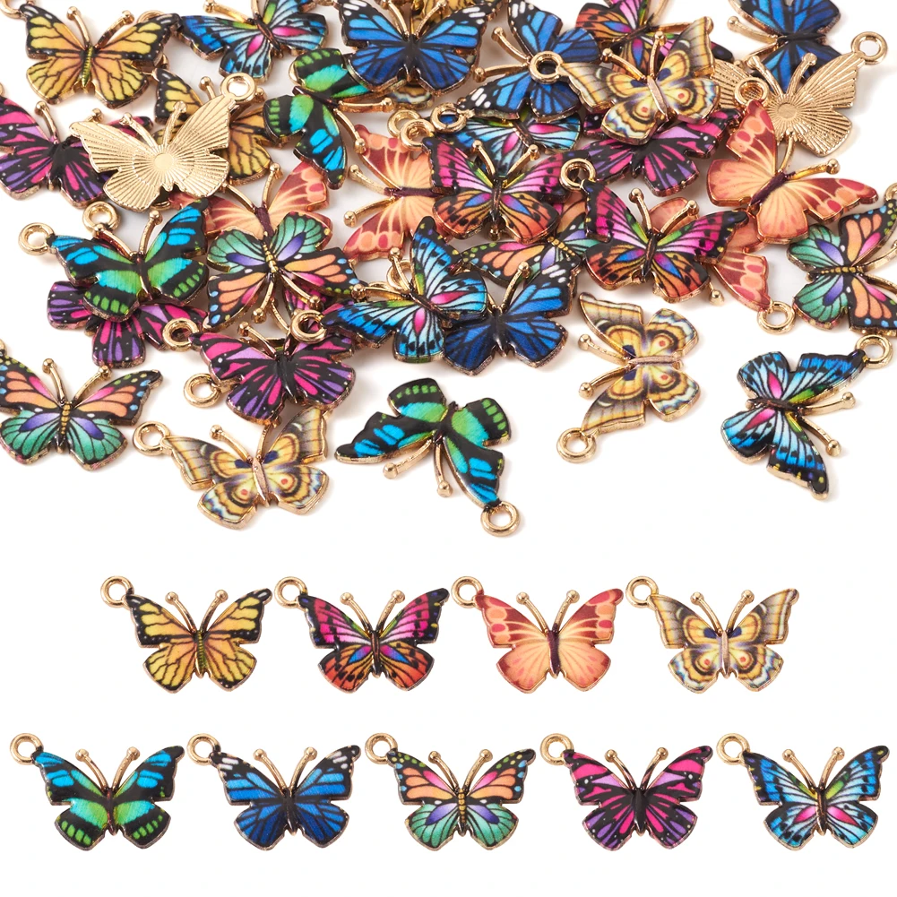 

36Pcs Colorful Butterfly Charms Metal Alloy Enamel Drop Pendants For Jewelry Making Earring Bracelets Diy Crafts Supplies