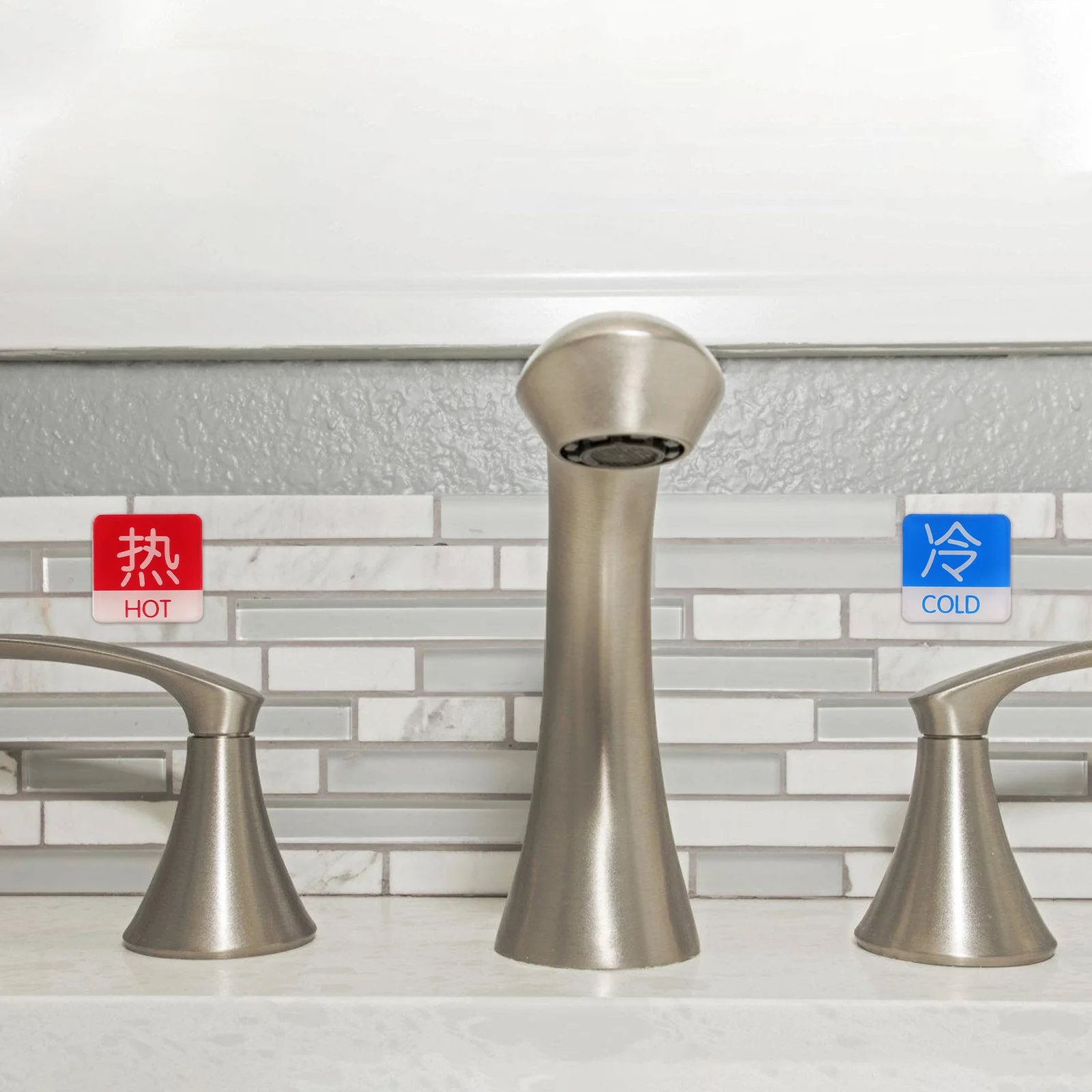 10Pcs Acrylic Hot Cold Water Signs For Bathrooms Hotels Cold Hot Water Labels Shower Sticker Traffic Signal Roadway Safety