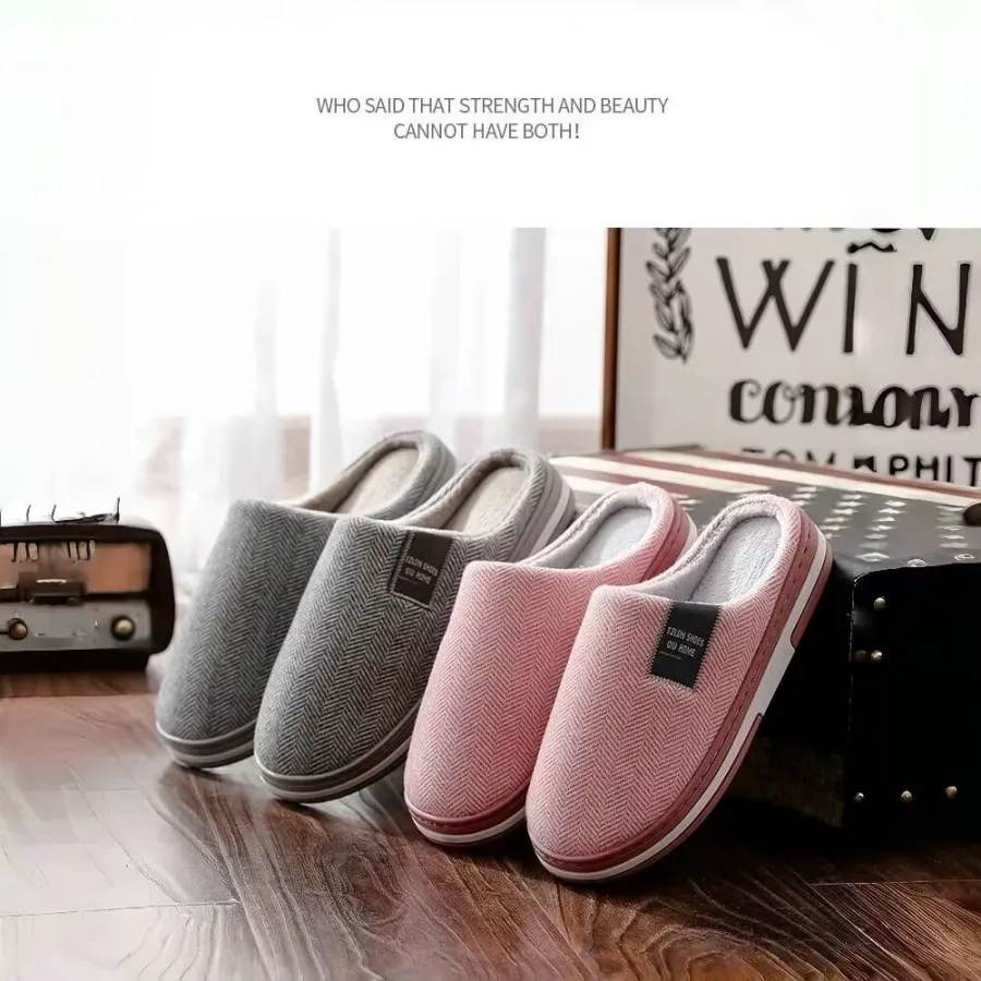 Winter Warm Fur Slippers for Men Women Couples House Non Slip Soft Shoes Comfort Flat Heel Home Indoor Bedroom Plush Slippers 2