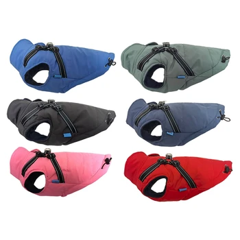 Pet Dog Jacket With Harness Winter Warm Dog Clothes Waterproof Big Dog Coat For Labrador Chihuahua French Bulldog Outfits 2