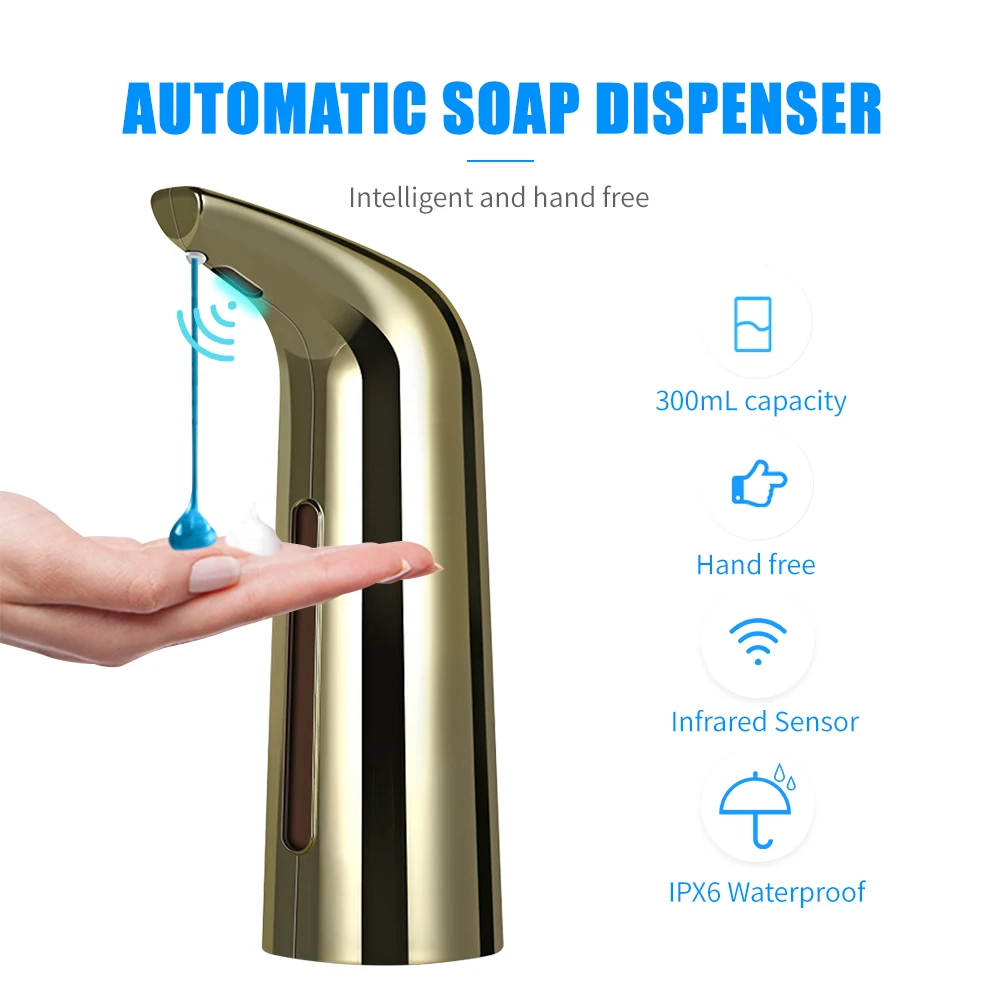 400mL Automatic Soap Dispenser Infrared Hand-free Touchless Dish Liquid Lotion Gel Shampoo Chamber for Bathroom Kitchen