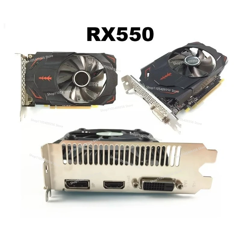 RX550 비디오 그래픽 GPU, 128비트 PC 게임용 저전력 그래픽 카드