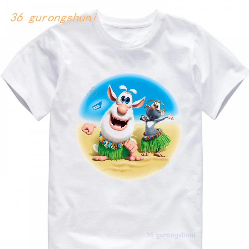 Cartoon dla dzieci ubrania dla dzieci chłopcy t shirt anime letni nadruk koszulki z krótkim rękawem koszulki dla dzieci Буба białe koszulki topy dla dziewczynek 371 Буба Мультфильм для детей