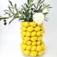 Ceramic 3D big and small lemon group ikebana vase with lemons china porcelain vases 1