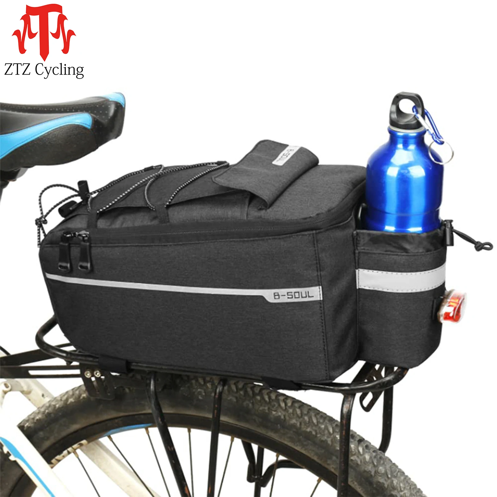 

ZTZ 8L Bike Rack Bag, Bicycle Rear Rack Storage Luggage，Insulated Bicycle Trunk Bag Waterproof with Reflective Stripes