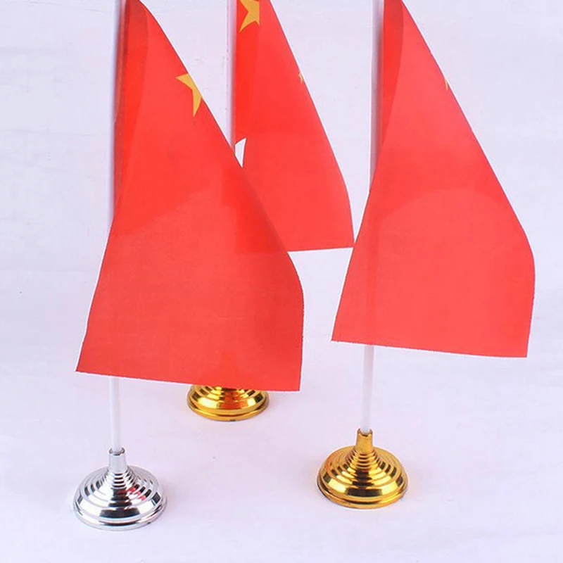 10Pcs Gold-Plated Plastic Base Round Square Flagpole Base Table Flag Holders Mini Flag Bases Decoration