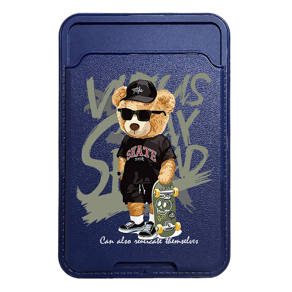 Skateboard Bear Phone Wallet Stick-On Credit Card Holder