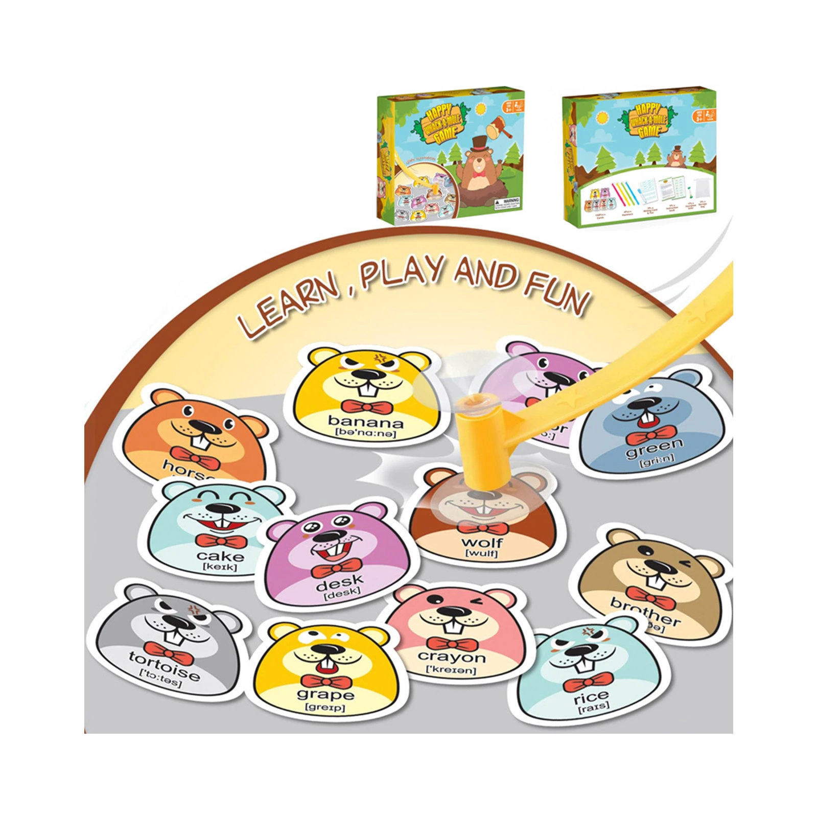 Sight Word Games Kindergarten Learning Games With 108 Gophers Words Cards  And 4 Heavy duty Sucker Pounding Educational Toys For| | - AliExpress