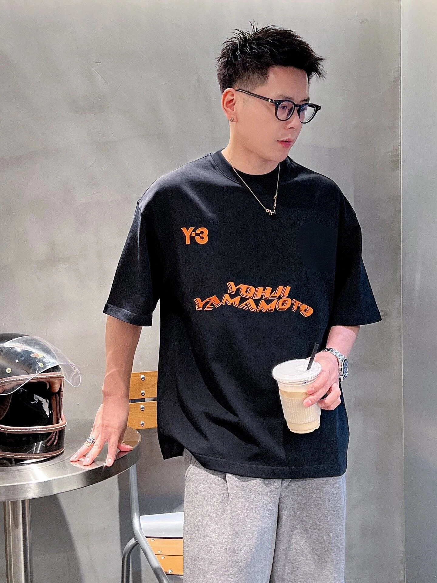 

Yohji Yamamoto Y-3 Men's Short Sleeve T-shirt Y3 Simple Signature Letter Printing 2024 Summer Casual Cotton Round Neck Top Women