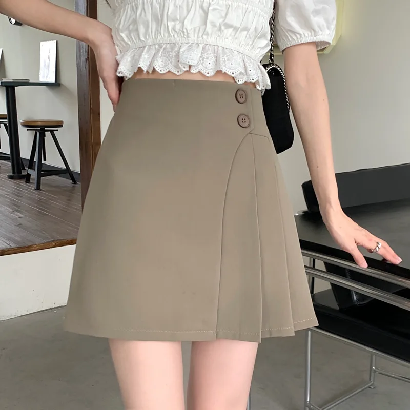 pink skirt High Waist Mini Skirts Women New 2022 Korean Style Streetwear All-match Solid Color Ladies A-line Short Pleated Skirt skater skirt