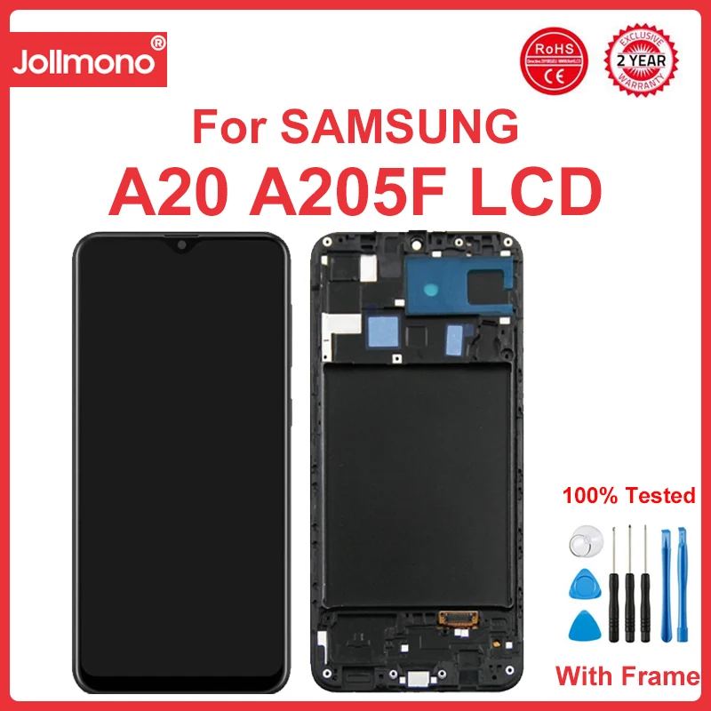 ЖК-дисплей с рамкой для Samsung Galaxy A20A205FDSA205GDS, дисплей с сенсорным экраном и дигитайзером в сборе, замена (art.: 3920c4a725838) - 3920c4a725838