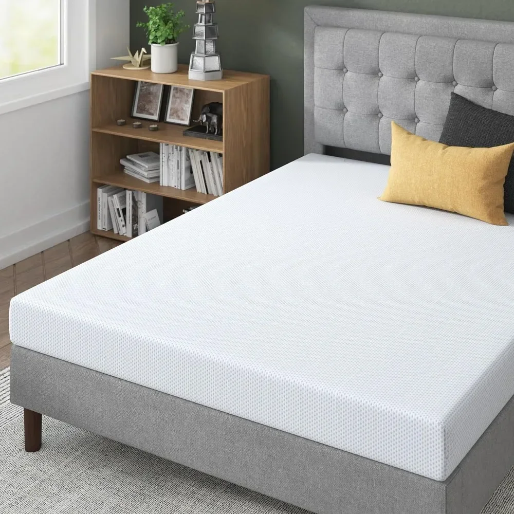 Mattress 6 inch Green Tea Cooling Gel Memory Foam, Fiberglass-Free, Cooling Gel Foam, Pressure Relief, Bed in a Box, Twin Beds 6