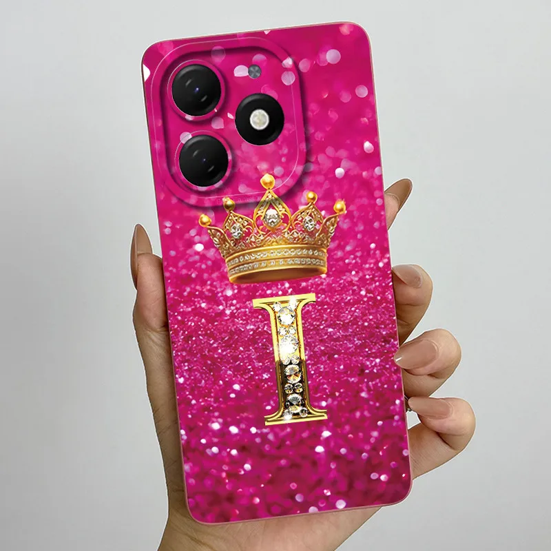Crown Letter Silicone Soft Phone Case with Camera Protection and Back Cover Bumper
