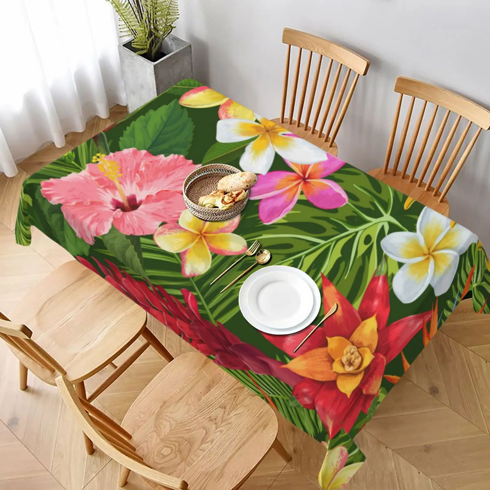 Nappe rectangle - Ananas et palmier - 150 x 240 cm - Polyester