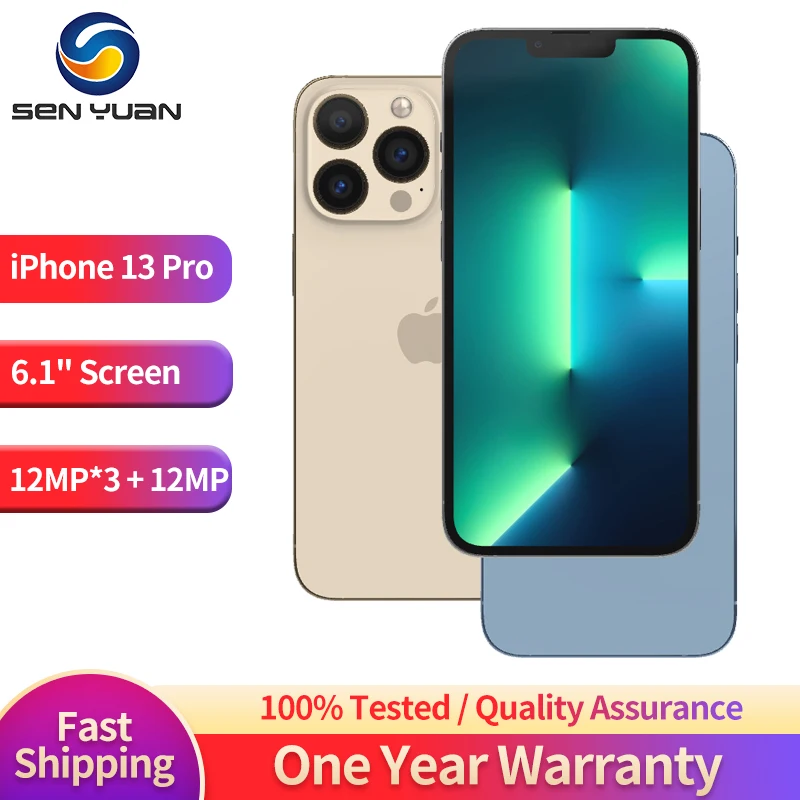 

OriginalApple iPhone 13 Pro 128/256/512GB/1TB ROM 6GB RAM 6.1" Super Retina OLED A15 IOS Face ID NFC Unlocked 5G Cellphone