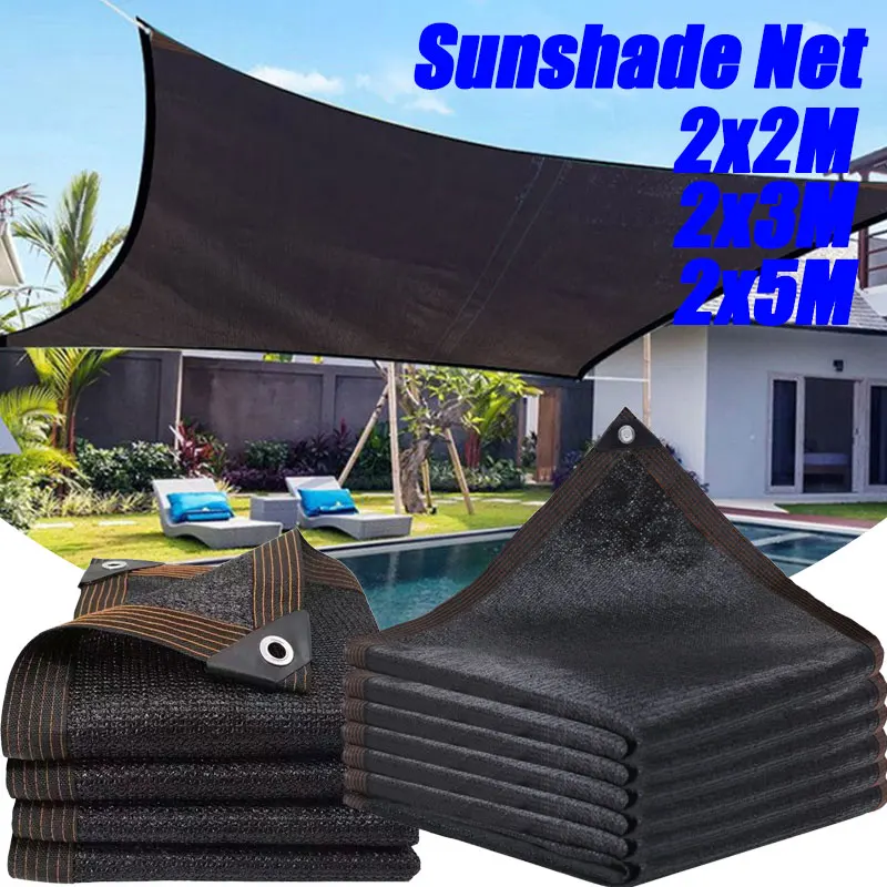 2&times;2m 2&times;3m 2&times;5m Extra-Large Black Sunshade Net with Grommets HDPE Mesh Fabric for Greenhouses Patios Plants Gazebos Porches