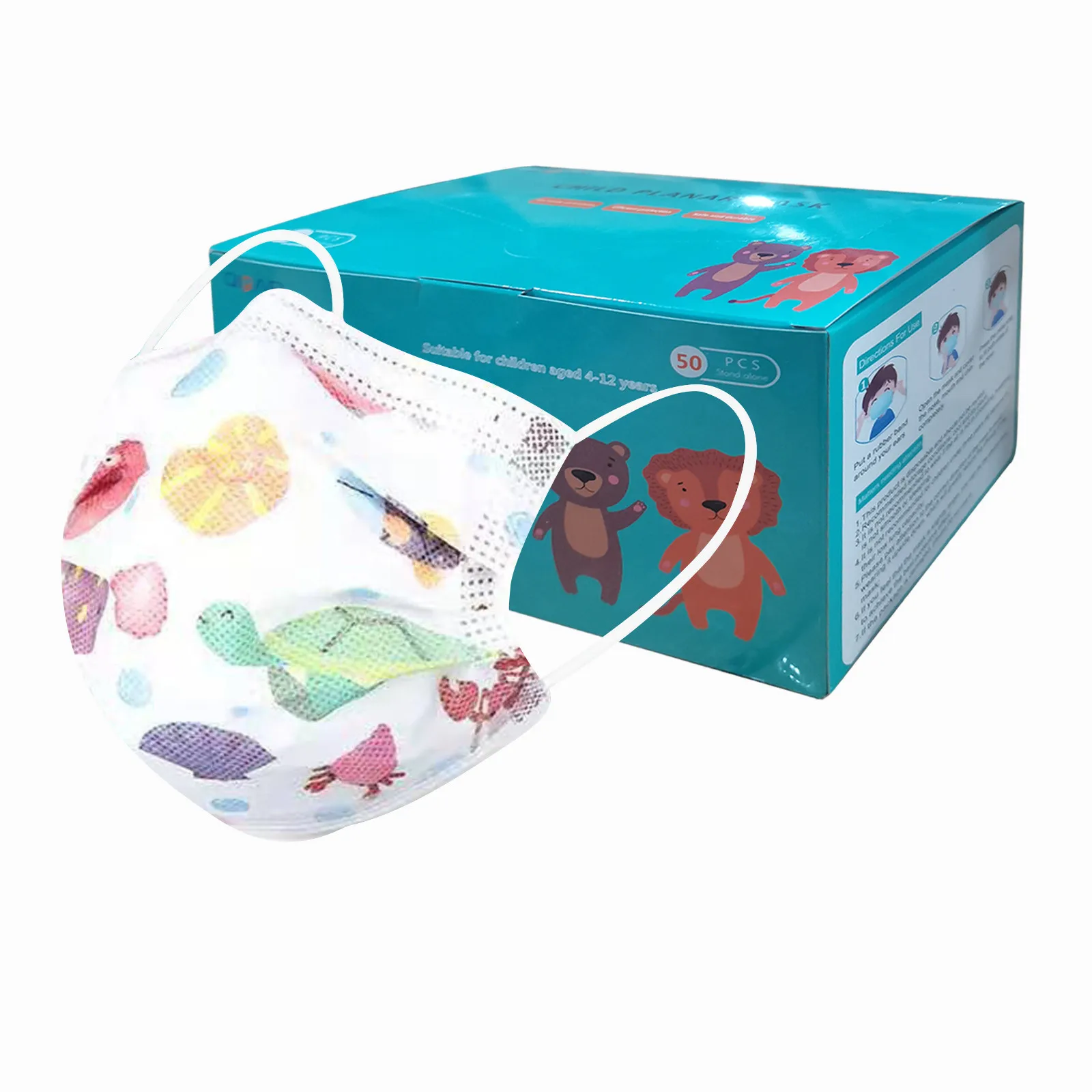 Children'S Mask Disposable Solid Mask Color Mask Non-Woven Printed Mask 50pc Disposable Face Mask Mouth Cover 마스크 маски マスク가면 3