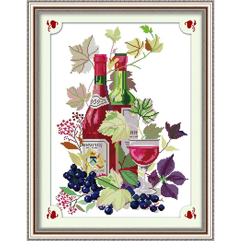 Wine and Dine Cross Stitch Kit, DIY Embroidery Pattern, Wine O'clock Cross  Stitch Kit, Beginner Needlepoint Kit 