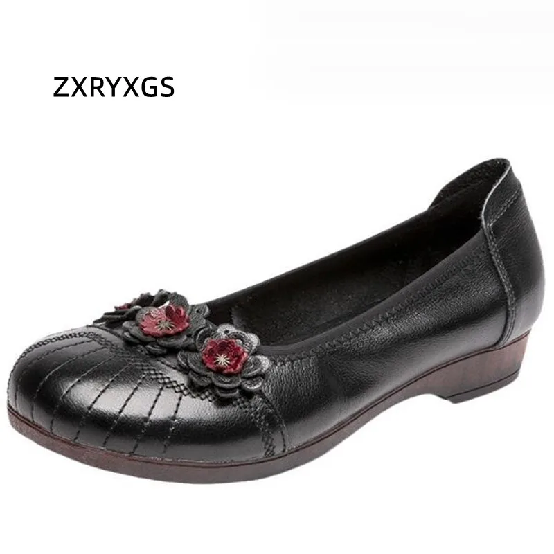 

ZXRYXGS Elegant Comfortable Soft Sole Women Flats 2024 Classic Flowers Dance Shoes Woman New Single Fashion Casual Shoes Flat