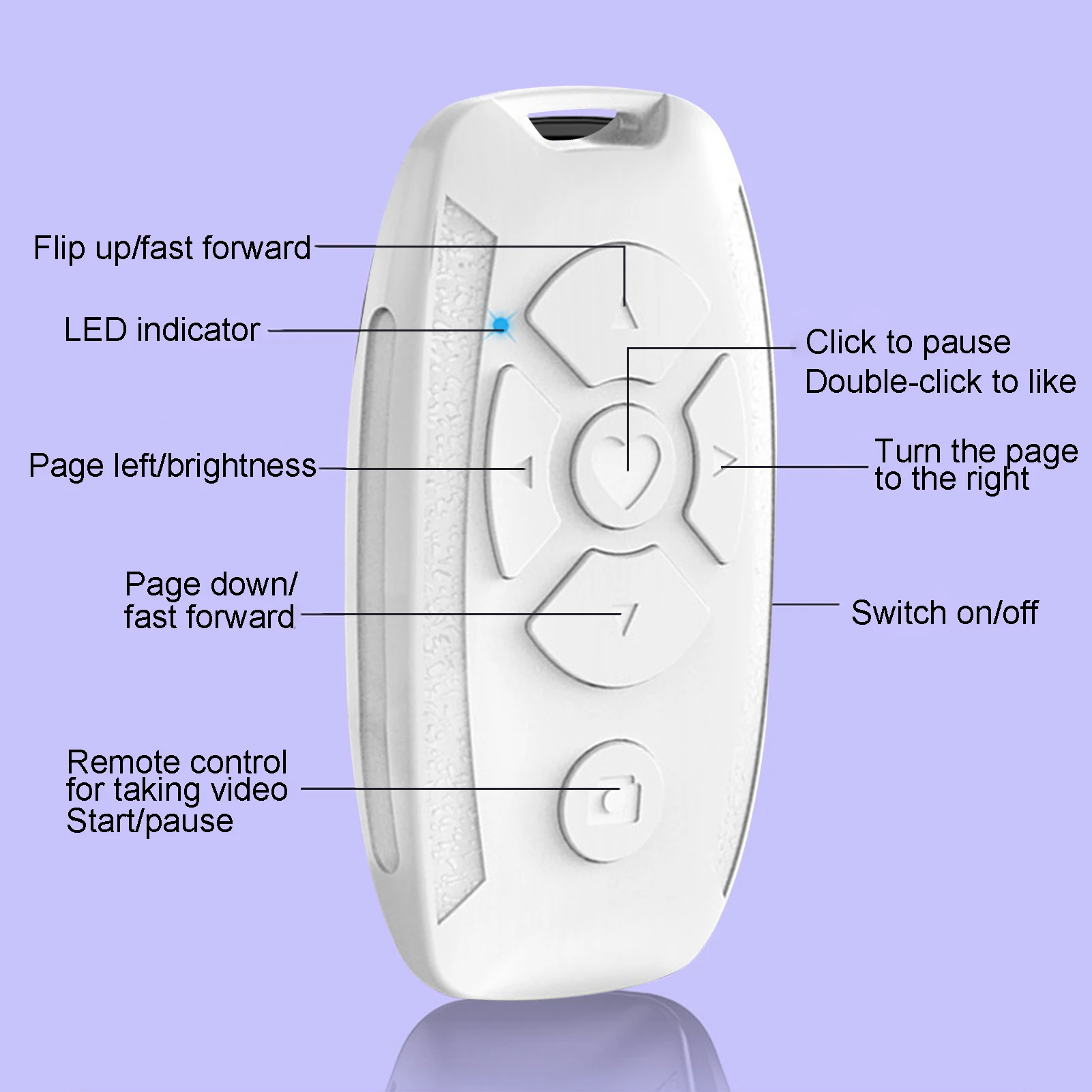 Blue-toothCompatible Remote Control Camera Shutter USB Wireless Phone Page Turner For TikToks Live Video Kwai Ebook IOS Androi