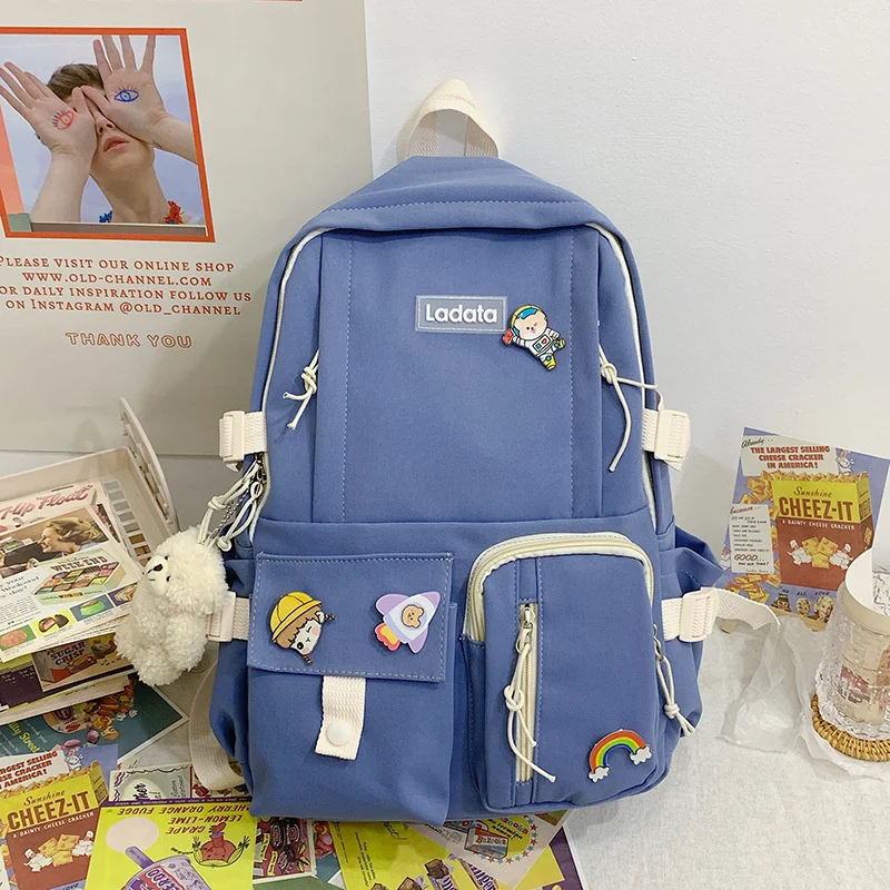 

TRAVEASY 2023 Women Backpack Solid Color Nylon Female Campus Student Book Bags Waterproof Cute Casual Outdoor Travel Bags Ladies