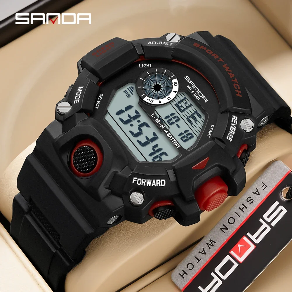 Sanda New Arrival Of 2023 Electronic Digital Movement Luminous Led Display Dial Outdoor Sports Waterproof Men Wrist Watch 326 kids little girls sneakers children s tennis toddlers sports or running shoes lovly fashion new arrival 3 9y