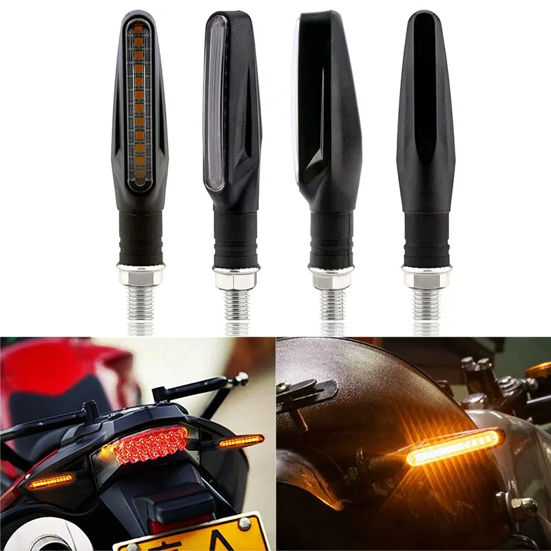 Motorcycle Light 2PCS LED Turn Signal Light Universal DRL Amber Flowing Blinker Indicator Flashing Light Tail Lamp