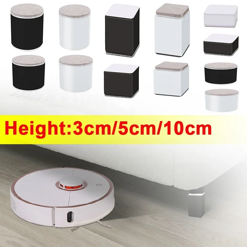 Table Leg Heightening Pad  Shape Round Square Silent and Wear-resistant Protects The Floor Carbon Steel felt EVA Black White