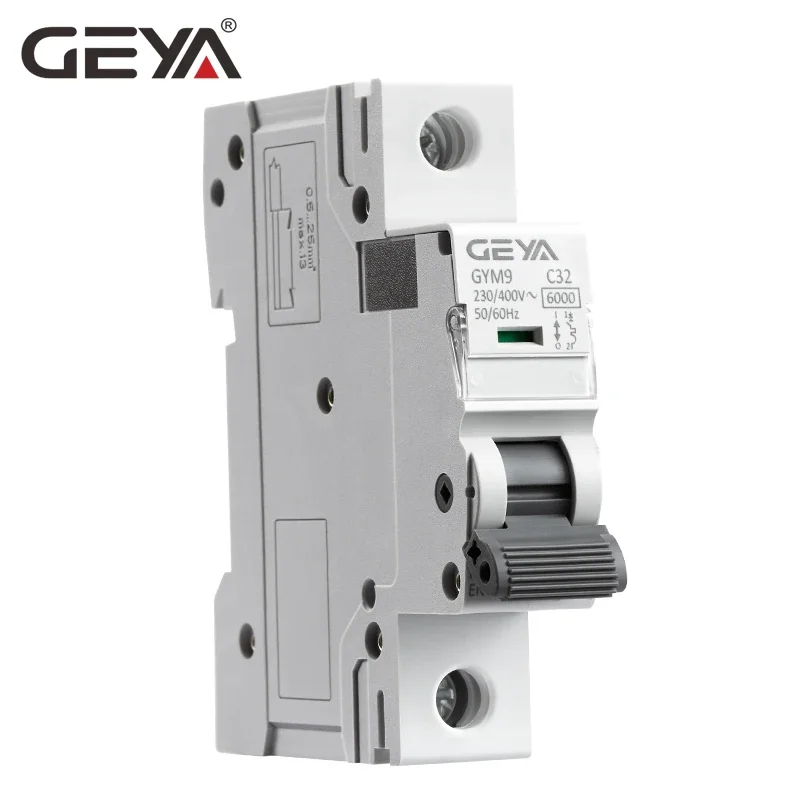GEYA GYM9 1P MCB for DIN rail 220 V 400 V circuit breaker 6 A-63 A AC type 6KA breaking capacity switch ON OFF - Image 2