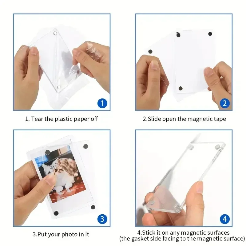 Creative Acrylic Magnetic Photo Frames Refrigerator Picture Frames Magnets Double Sided Fridge Polaroid Film